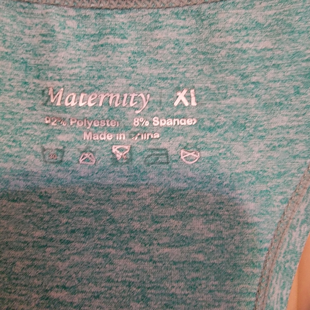 Glamix Maternity Racer Back Spandex Yoga Athletic Tank Top Sz XL Teal Green - Picture 5 of 5